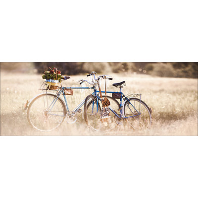 Retro Bicycle Painting Print Glass Art