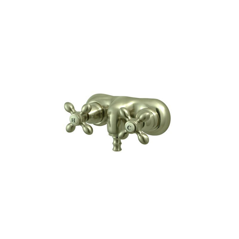 Hot Springs Double Handle Wall Mounted Clawfoot Tub Faucet, Satin Nickel
