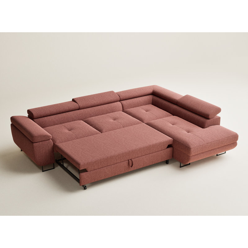 4 Seater Reclining Corner Sofa , Right Hand Facing, Coral Polyester