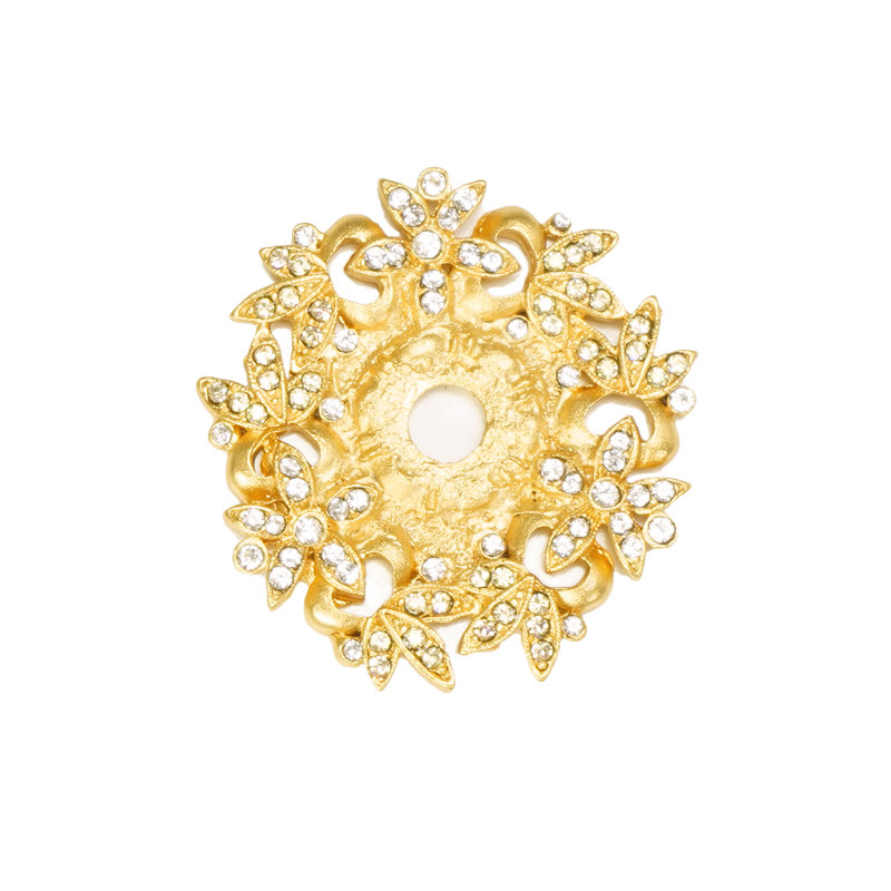In The Garden rose elongated escutcheon decorated with Swarovski crystals & raspberry & ruby red glaze in finish Satin Gold