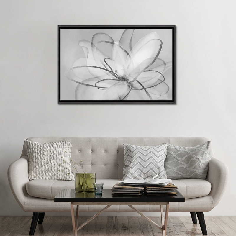 Transparent Transparent III - noir et blanc 6 pièces, H 32 po x l 48 po, Encadrement argenté