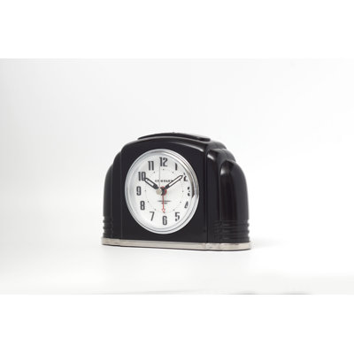 Analog Quartz Movement / Crystal Tabletop Clock with Alarm in Black