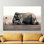 Art mural tridimensionnel moderne d'un garçon lisant à un éléphant sur une toile de coton pour la décoration intérieure
