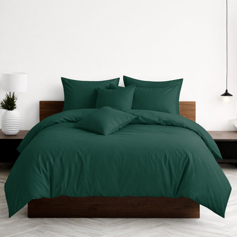 Luxury 3-Piece Dyed Duvet Cover Set With Pillowcases, Emerald, Double Duvet Cover Set + 2 Pillowcases
