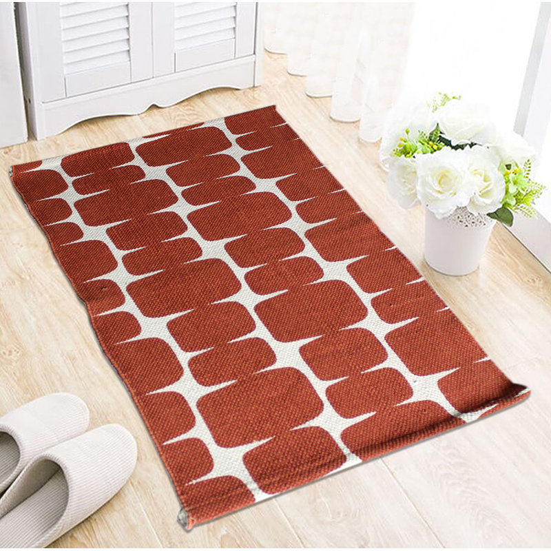 Tapis à usage intérieur/extérieur en coton rouille à la main noué la Aviana
