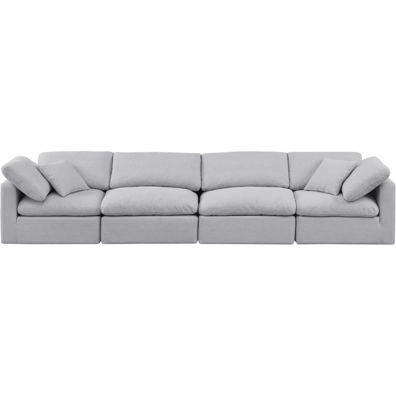 Canapé rembourré 140 po Itala, Tissu gris texturé en lin