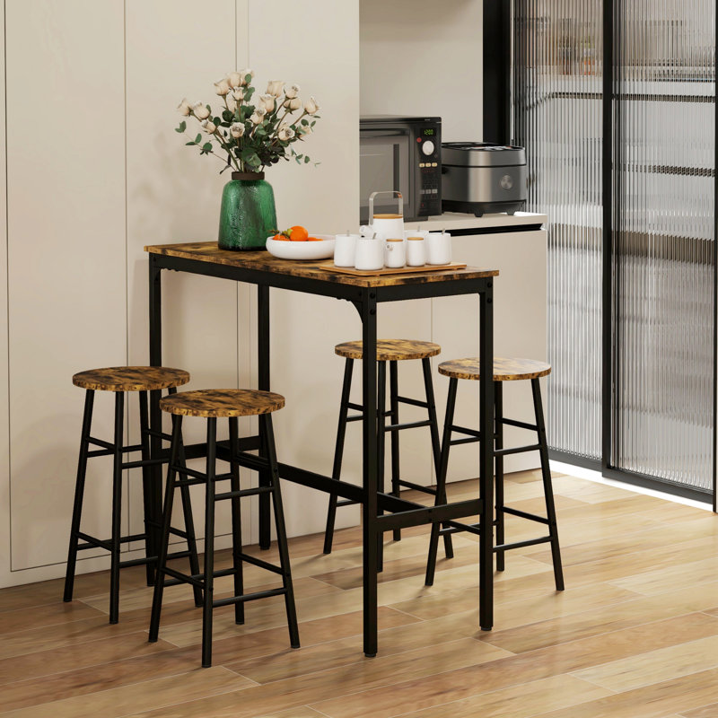 Ensemble de table de bar et chaises pour salle à manger, brun rustique