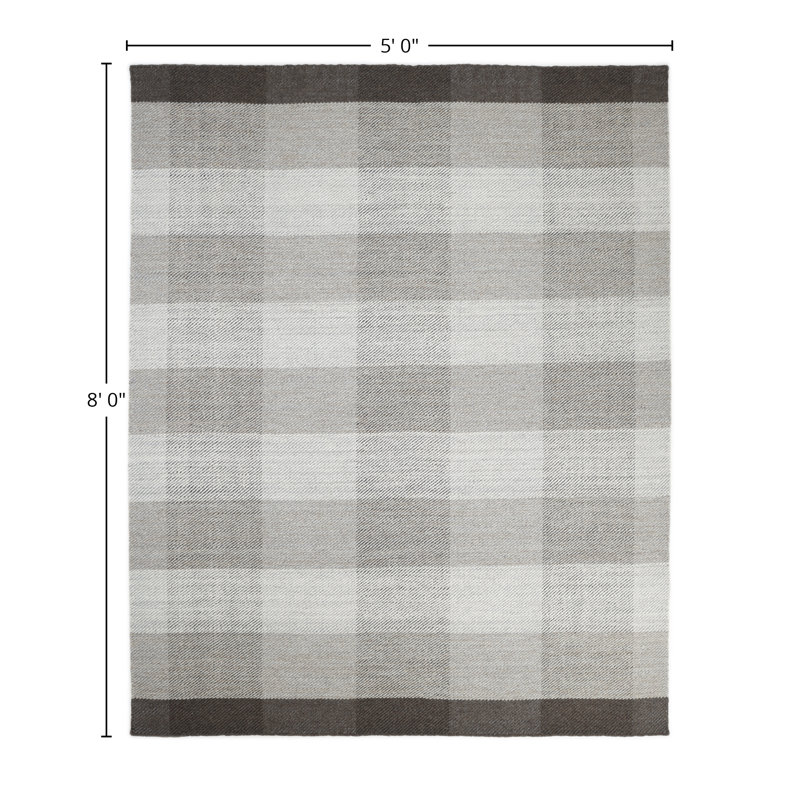 Carrie Hand Knotted Tencel Geometric Area Rug in Brown/Gray/White, Rectangle 5' x 8'
