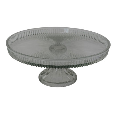 Pressed Glass Round Food Pedestal With Lip