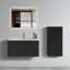 Meuble-lavabo flottant rayé en chêne noir brossé de 30 po avec lavabo en céramique blanche, meuble-lavabo pour salle de bain moderne, lavabo une pièce sans drain, pré-assemblé