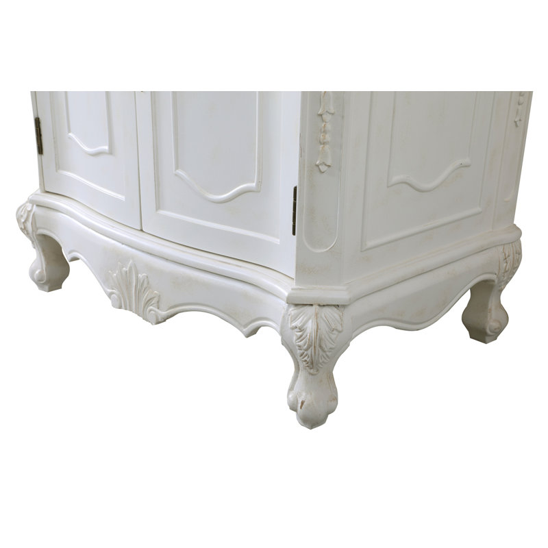 Ensemble de meuble-lavabo simple Lunette, Blanc antique, Ivoire blanc, 32"