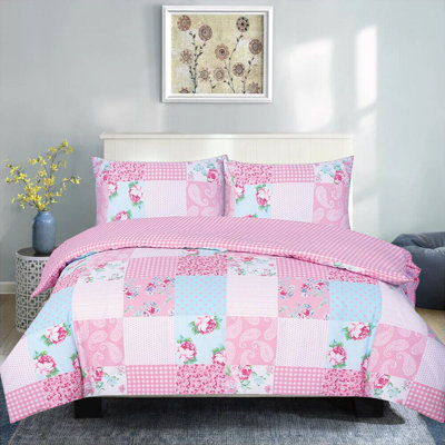SHAZ HOME Cotton Floral and Patchwork Duvet Cover with Pillowcases