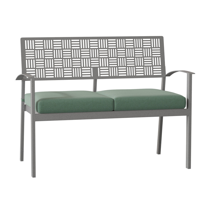 New Century Outdoor Bench, Pewter, Canvas Bird's Eye Sunbrella® Canvas