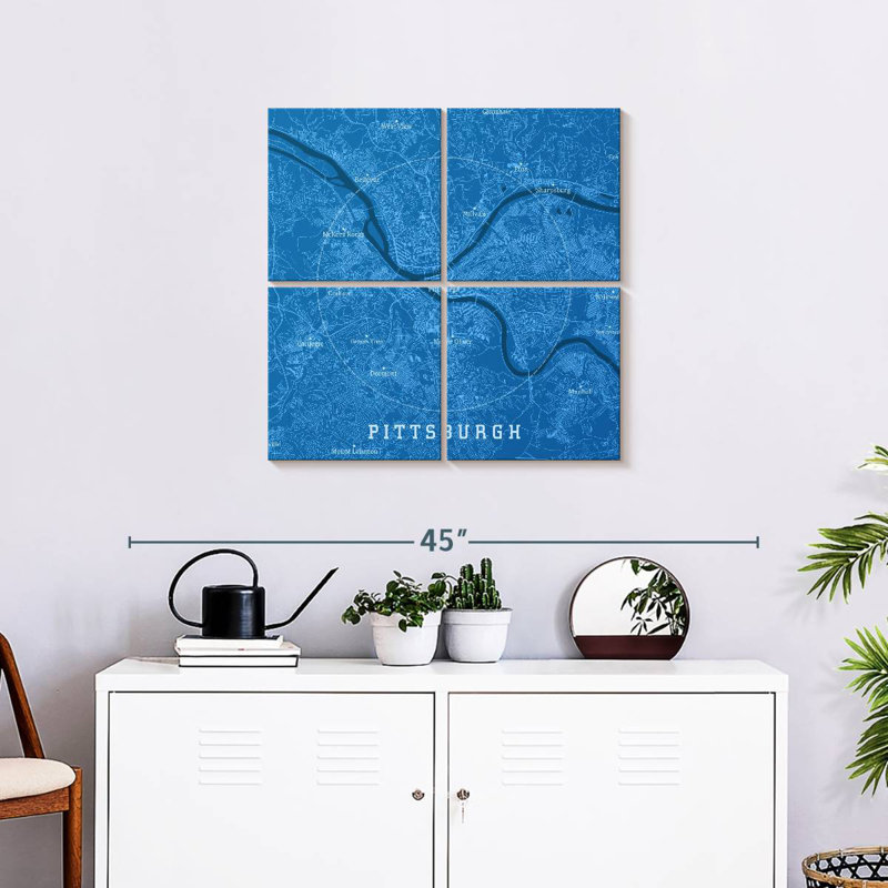 Aliaz Pittsburgh City Map, 26" H x 26" W