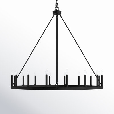 Adriana 47" W 16-Light Dimmable Wagon Wheel Chandelier with Sloped Ceiling Adapter