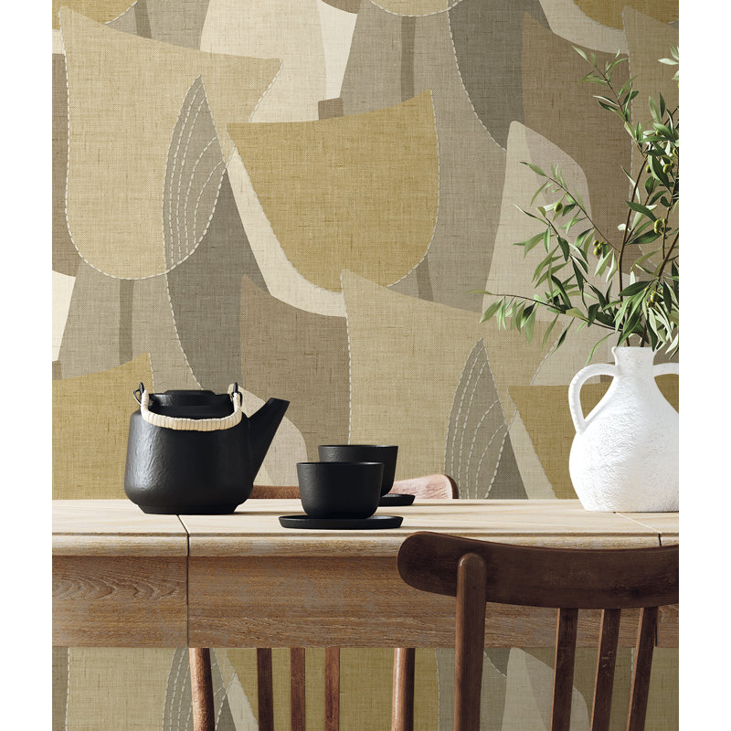  Designs Greige Mosley Tulips Embossed Vinyl Unpasted Wallpaper, Beige