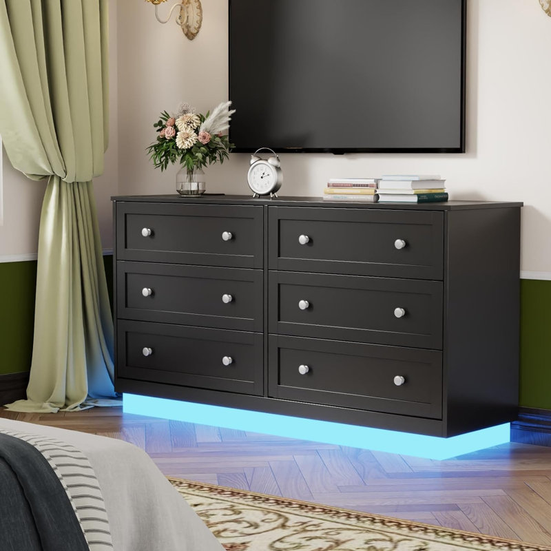 47.24 " W 6 - Drawer Dresser, Black
