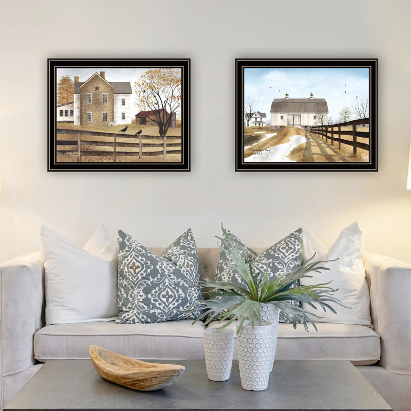 Rehaussez votre décor avec 4U, art mural de grange de grand-père 2, impression d'automne après-midi encadrée