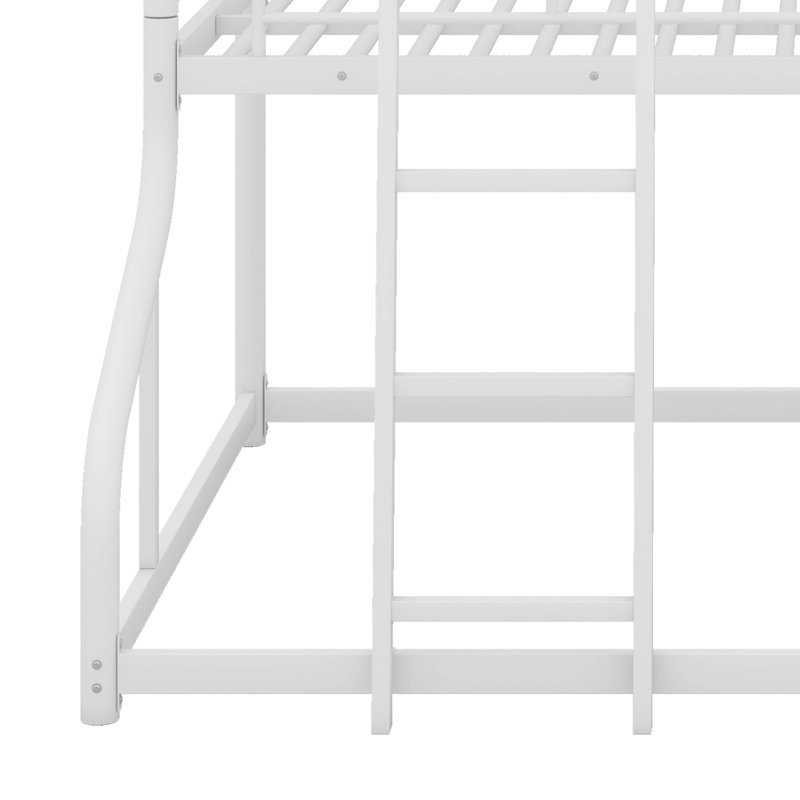 Full XL Over Twin XL Over Queen Size Triple Bunk Bed With Long And Short Ladder, White
