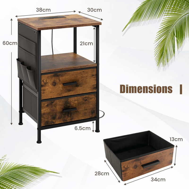 Allissia 38cm W Metal Bedside Table