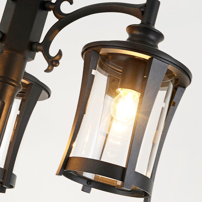 Lampadaire solaire d'extérieur à 3 têtes avec capteur de crépuscule à l'aube