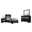 Ensemble de chambre à coucher simple 4 pièces Vino, pied de lit avec rangement, blanc, rayures scintillantes -108977247-108977248
