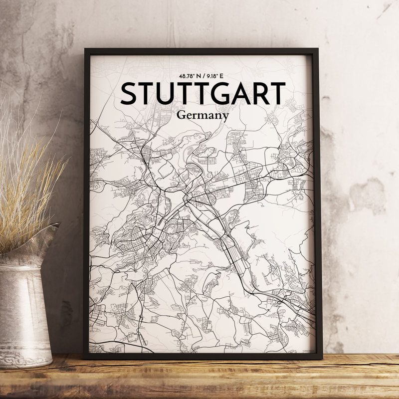 Stuttgart City Map - No Frame Print, 43.2cm H x 27.9cm W x 0.13cm D
