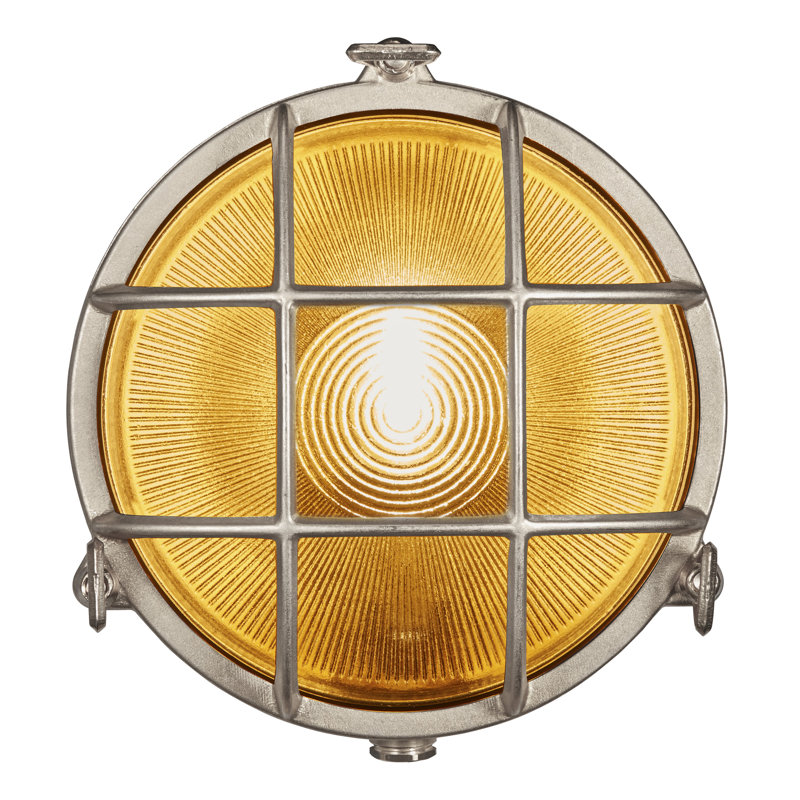 Polperro Nickel 10cm H Outdoor Bulkhead Light