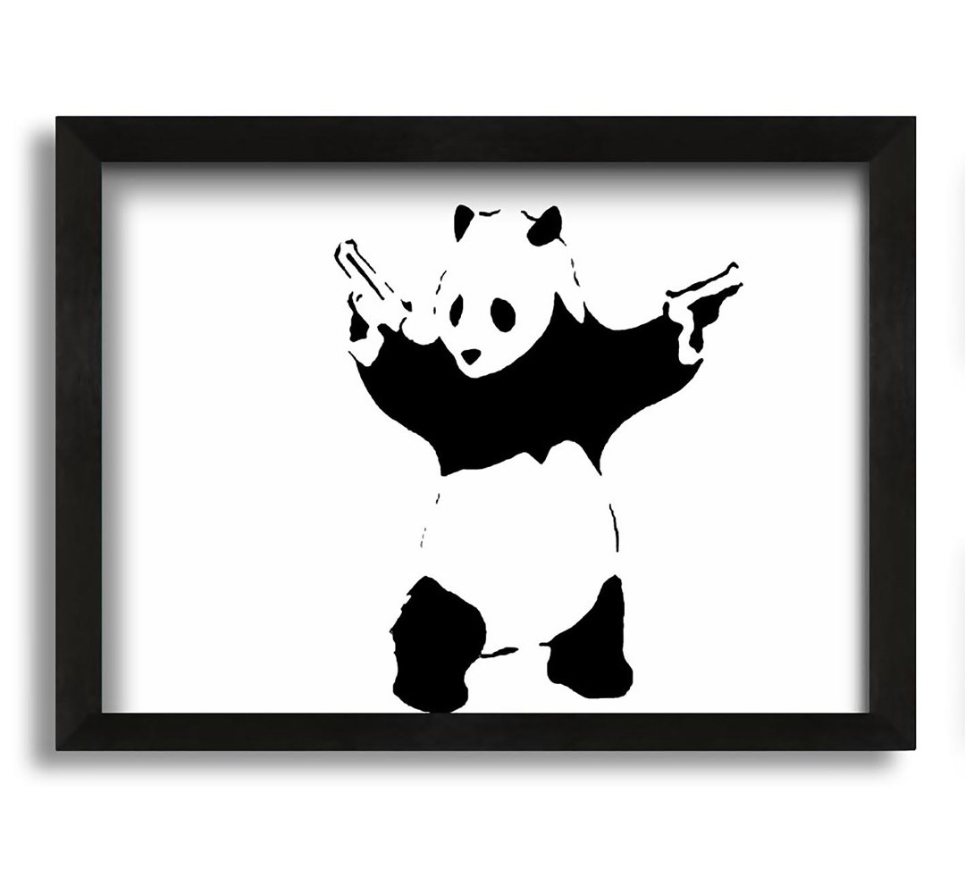 Panda Hold-Up Weiß Gerahmter Druck Wandkunst