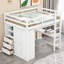 Lit plateforme mezzanine tout-en-un pour les petites chambres en bois massif blanc éclatant avec espace de travail de rangement intégré-129382443