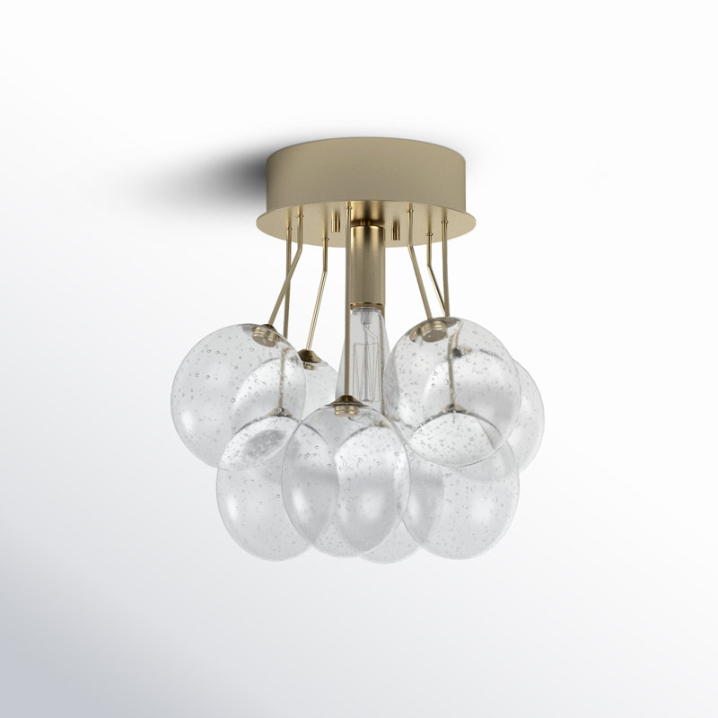 Logan Glass Semi Flush Mount, Satin Brass