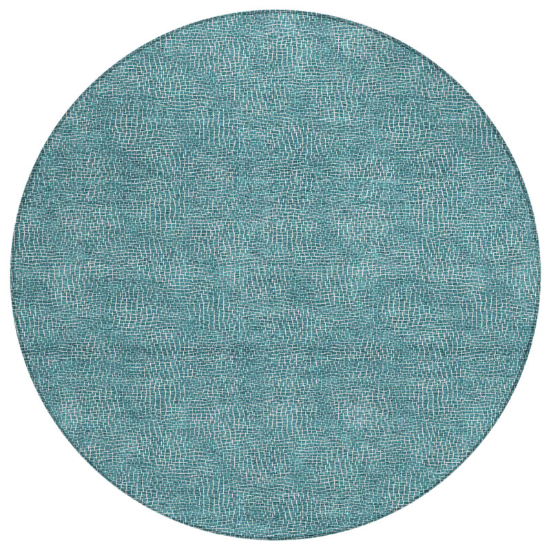 Riyala Teal Washable Indoor-Outdoor Rug - , 8' x 8'