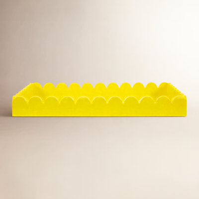 Hindley Hand-Crafted Rectangular Scalloped Wood Tray