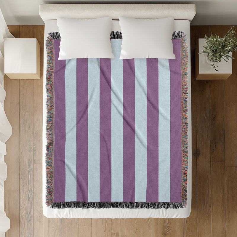 Jeté en mélange de coton Lynch, Mauve / bleu pâle, 60" L x 50" W