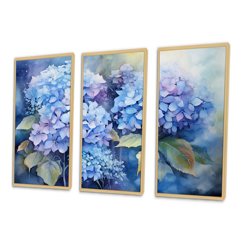 «Blue Hydrangea Farmhouse Still Life I - Hydrangea», ensemble d'art sur toile, H 28 po x l 36 po x P 1 po