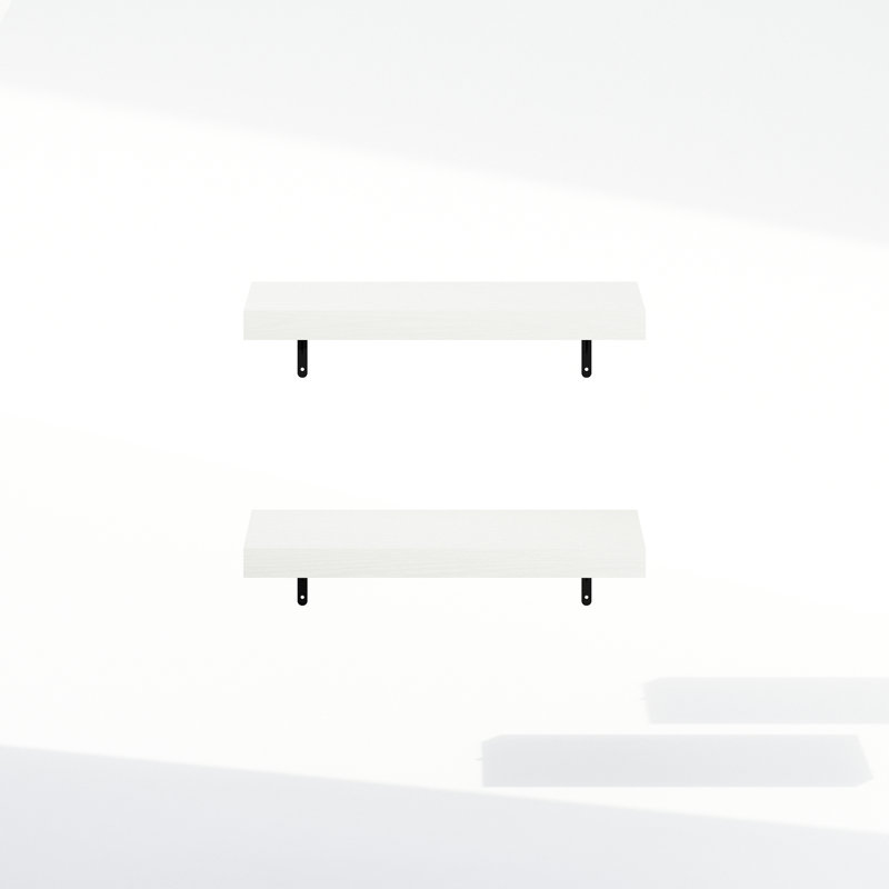 Mabe 22-Inch Wall Mounted Bathroom Floating Display Shelves, Set of 2, White Texture