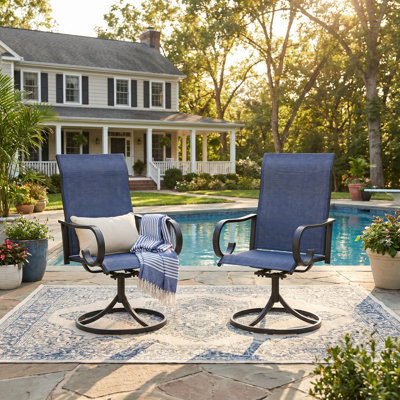 Chaise de patio d'extérieur pivotante en textilène