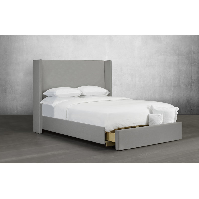 Lit plateforme tapissier Hawkinge, Double, Gris