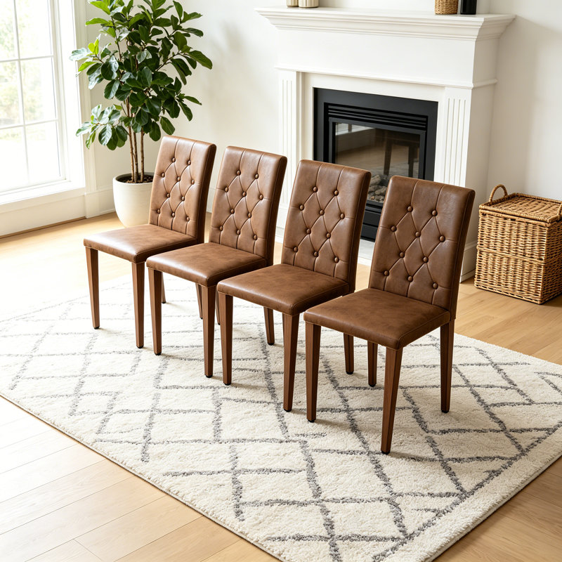 Chaise ergonomique de 35 pouces de hauteur, Brown, 4, Walnut