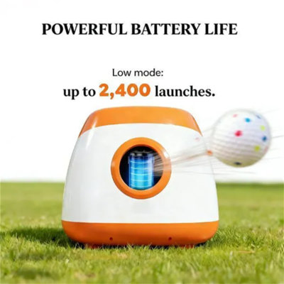 Orange Automatic Dog Ball Launcher Toy for Medium & Large Dogs, 3 Launch Distances & Random Mode with 5200mAh Battery, Remote Control and Six 2.5‑Inch ETPU Balls Included