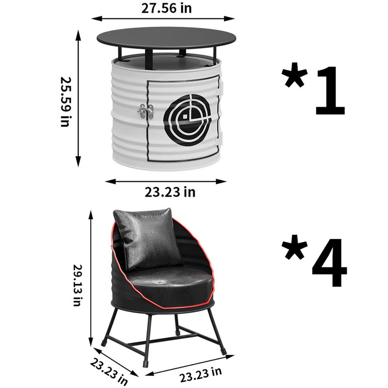 Pedestal Dining Set, 5 Piece Dining Set