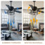 Ventilateur de plafond moderne en cristal de 132 cm avec lumière et télécommande, 6 vitesses réversible, grand ventilateur de plafond industriel pour salon-829647834-829647832