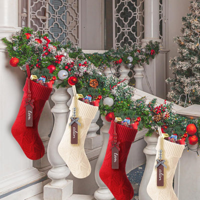 8 ensembles de bas de Noël 8 pièces, 18 pouces de grandes décorations de bas de Noël en tricot