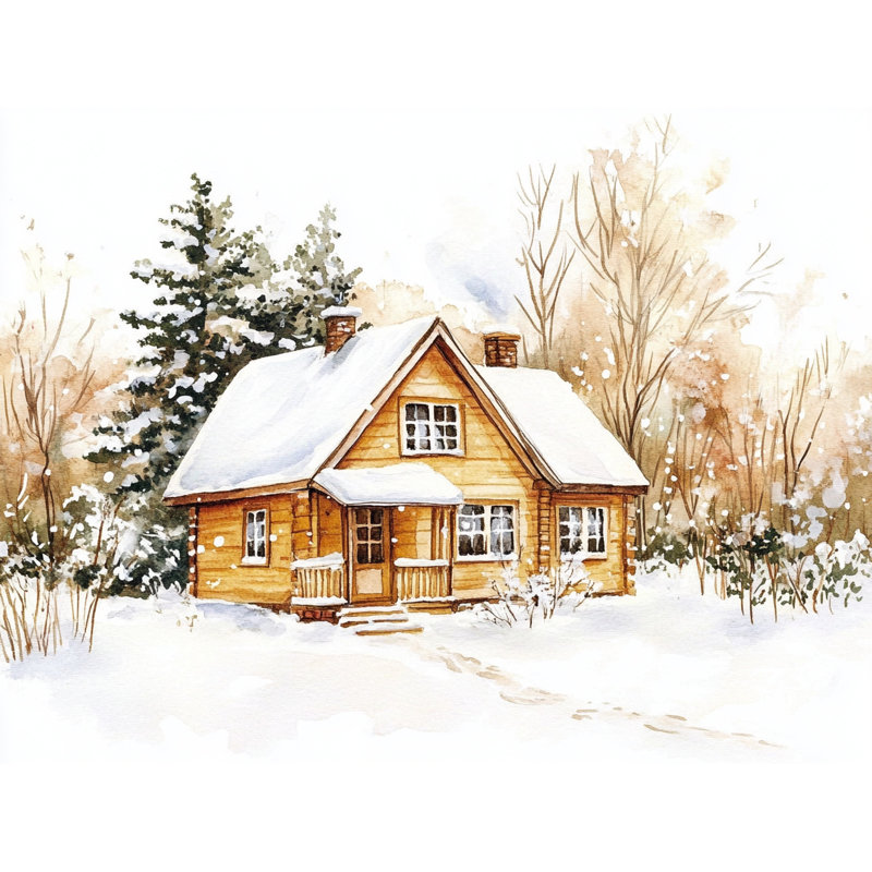 «Golden Morning Cabin», art mural sur toile tendue, H 30 po x l 40 po