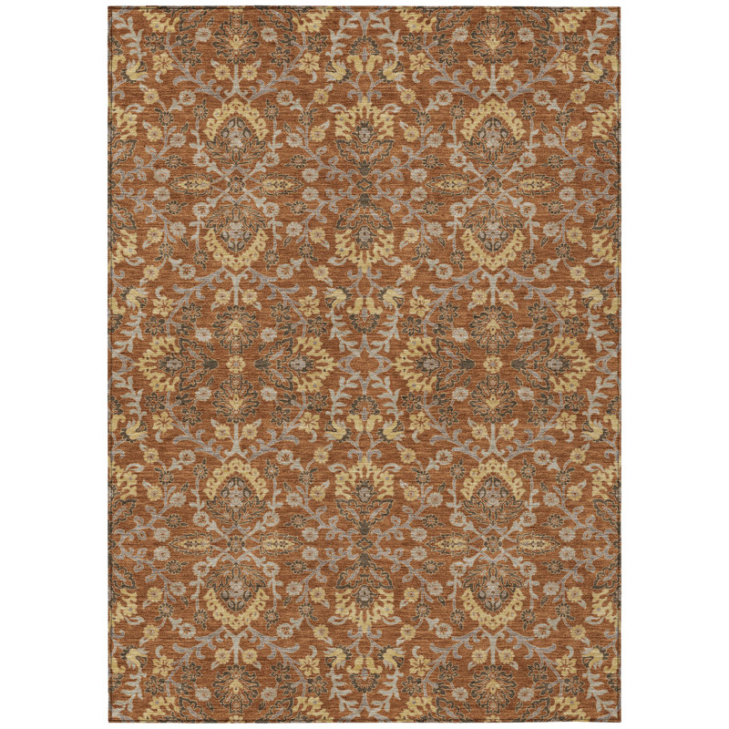 Machine Washable Indoor/Outdoor Chantille ACN2634 Global Rug, 8' x 10', Copper