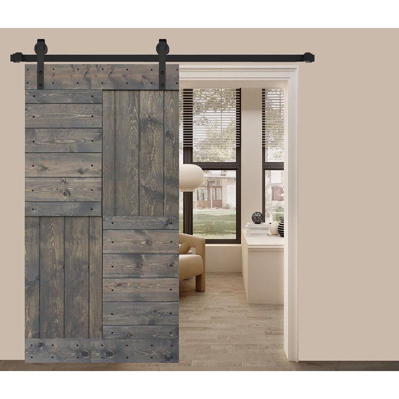 Porte de grange coulissante de style S brevetée sans quincaillerie d'installation (dalle de porte seulement) - Assemblage requis