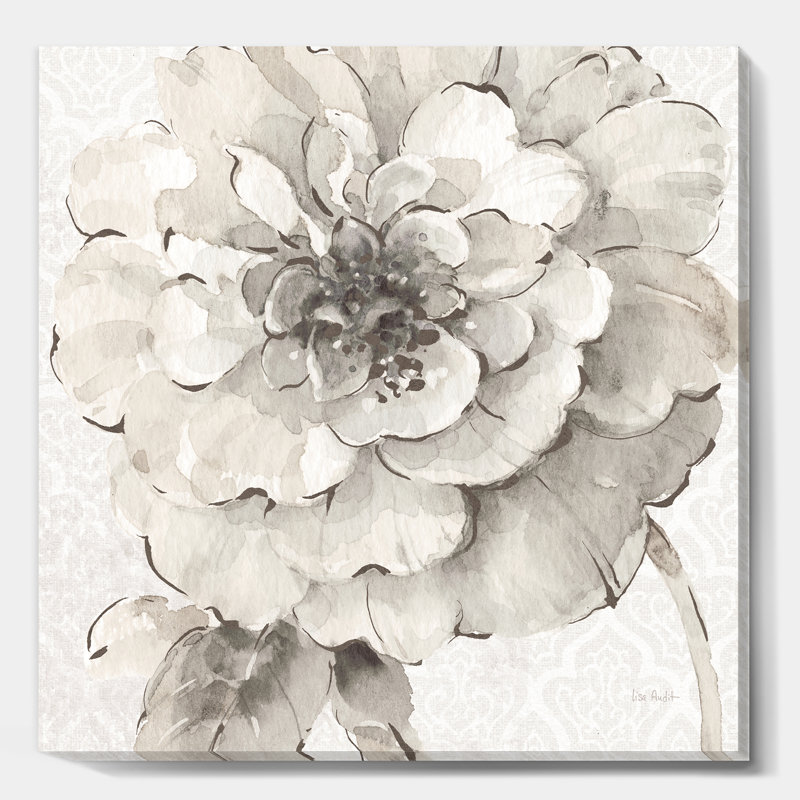 Peony, art mural sur toile, pivoine grise, H 30 po x l 30 po x P 1 po