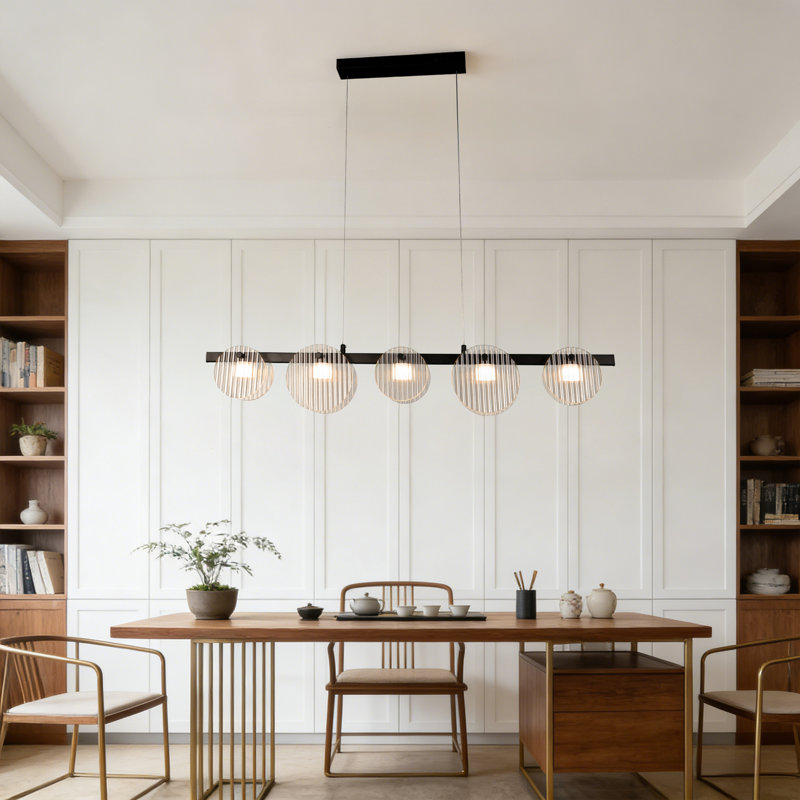 Modern Linear 5 Light Pendants, Kitchen Island Chandelier