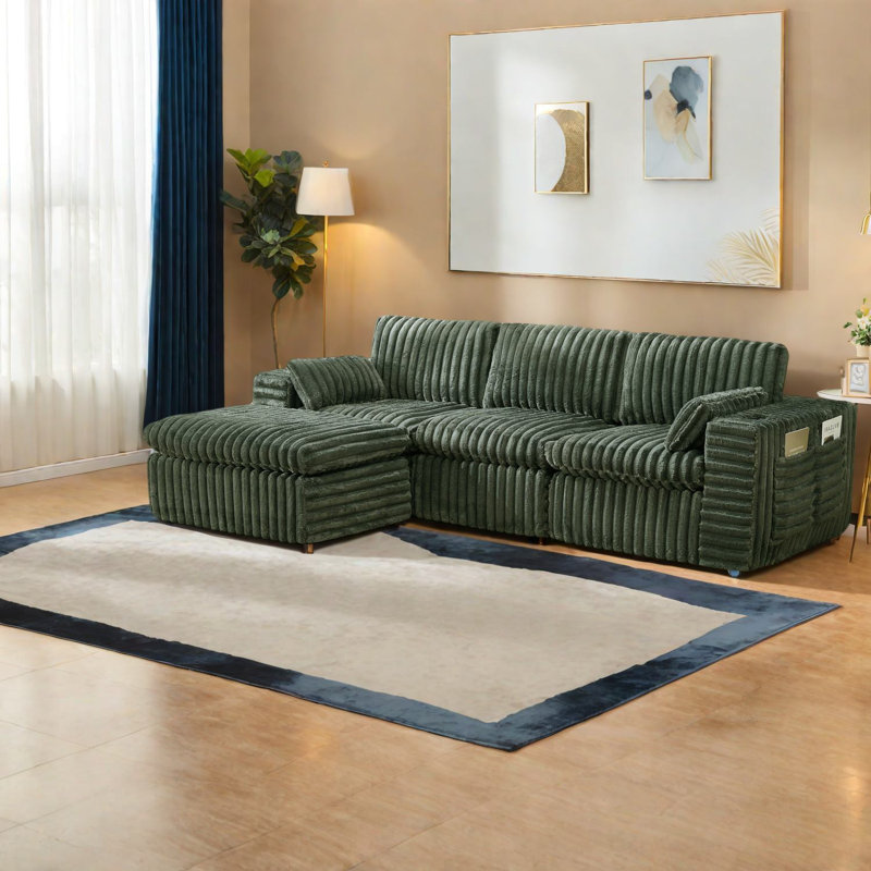 Canapé modulaire en tissu chenille peu encombrant, design moderne pour le salon