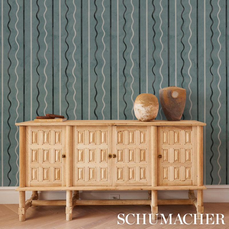 Schumacher x Backdrop Affogato Wallpaper, Blue Gray